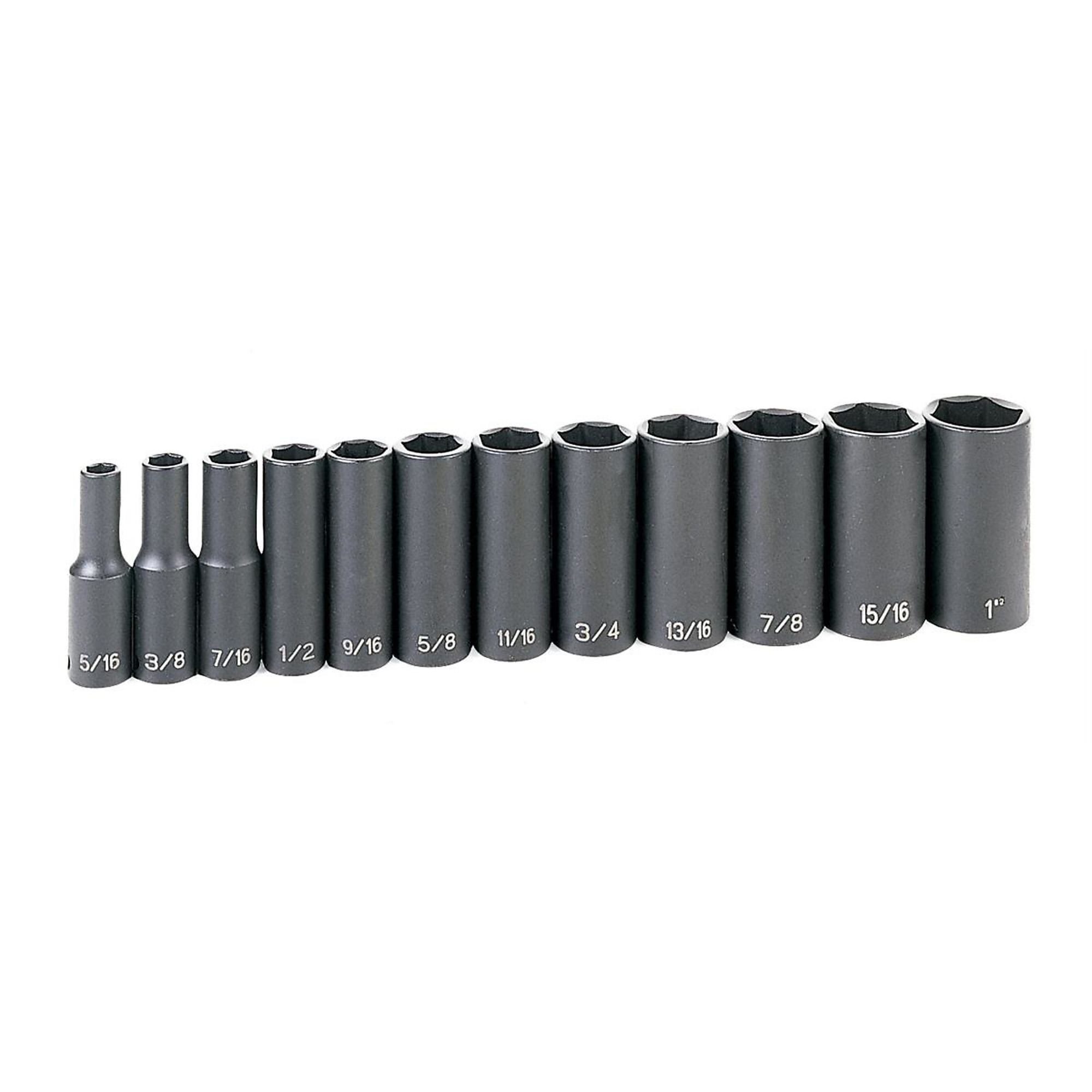 Grey Pneumatic 12-Piece 3/8in. Drive Fractional Deep Length Socket Set — Chrome-Molybdenum Steel, Model# GRE1213D